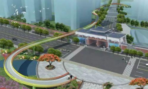 古風(fēng)夜景和鋼結(jié)構(gòu)人行天橋的完美融合