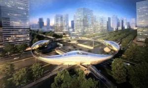 環形天橋，配置齊全，西安最美人行天橋